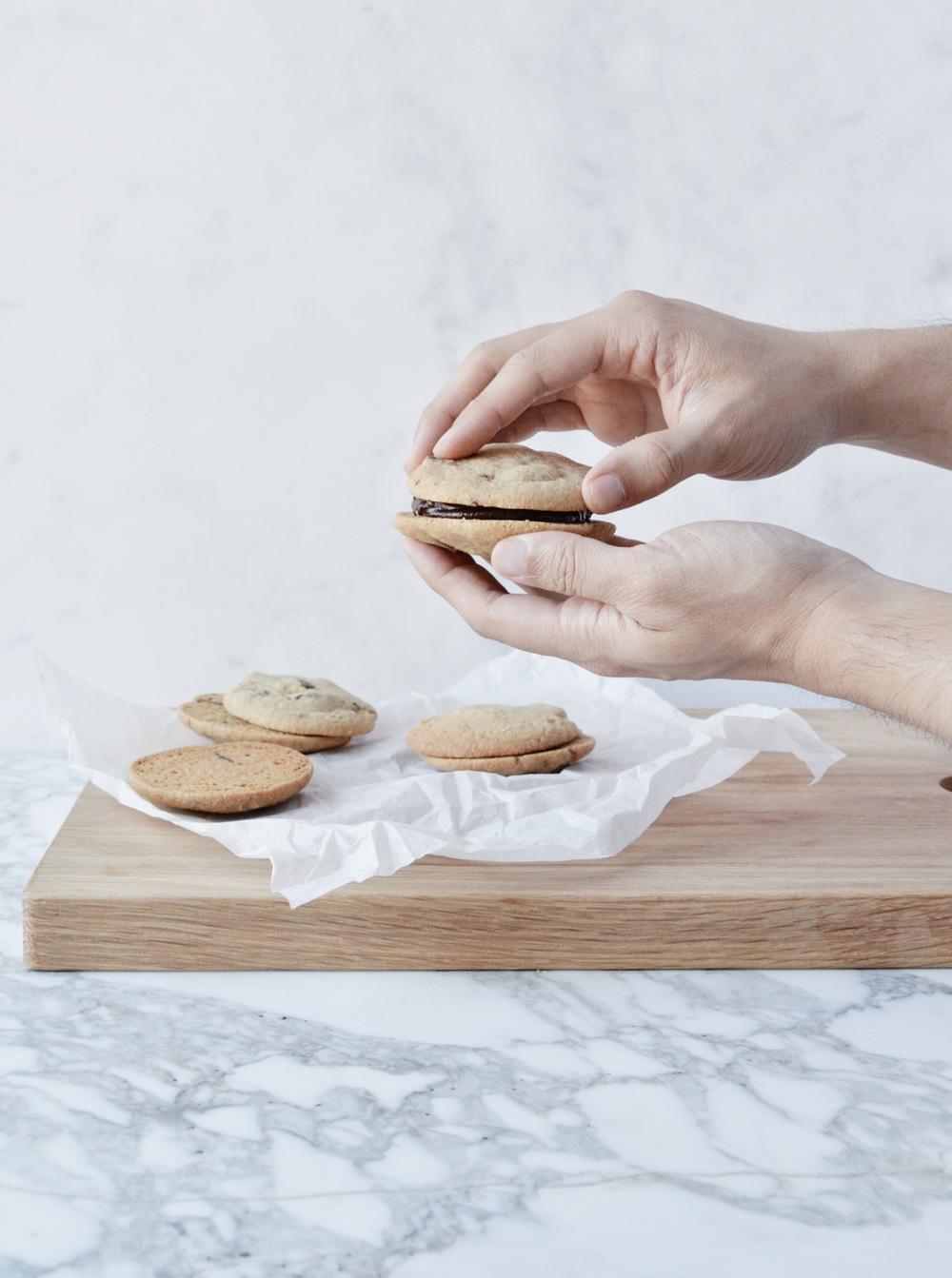 Ganache stuffed cookies